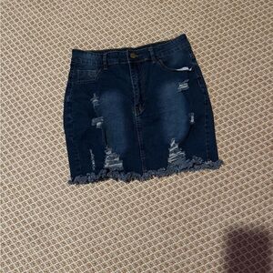 Y2K Denim Distressed Skirt